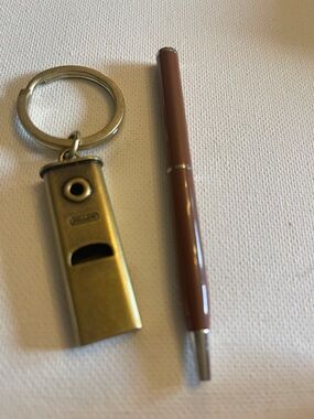 Coach Brass Whistle Keychain and Coach Pen